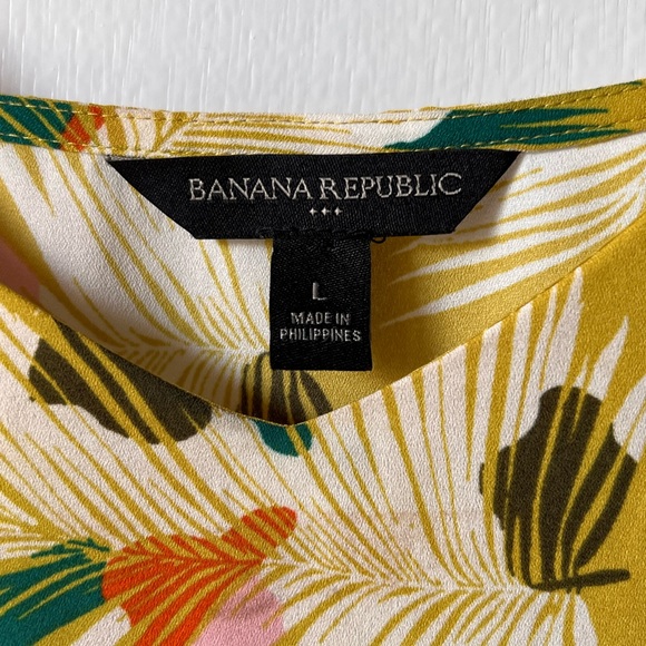 Banana Republic Yellow Floral Tank Top Size Large - Picture 3 of 6